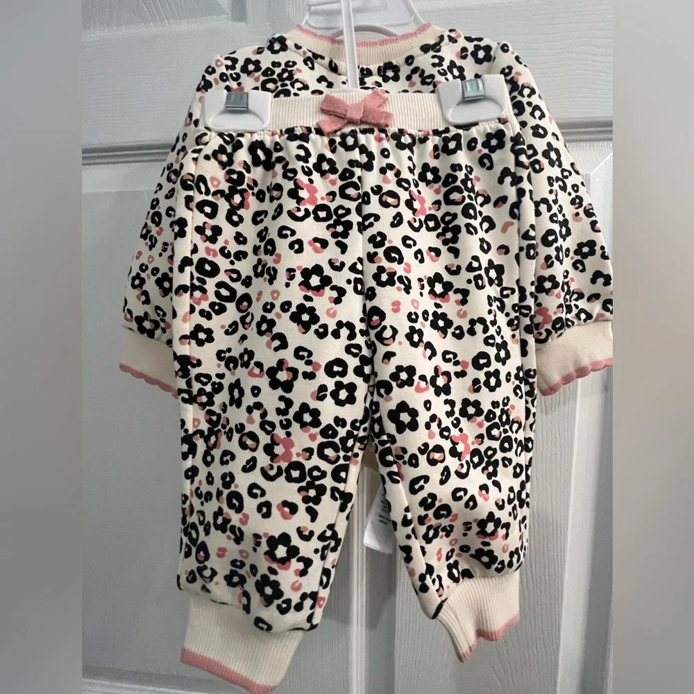 NWT Rachel Zoe Cream and Black Leopard Baby 3 Piece Set Size 3-6 months